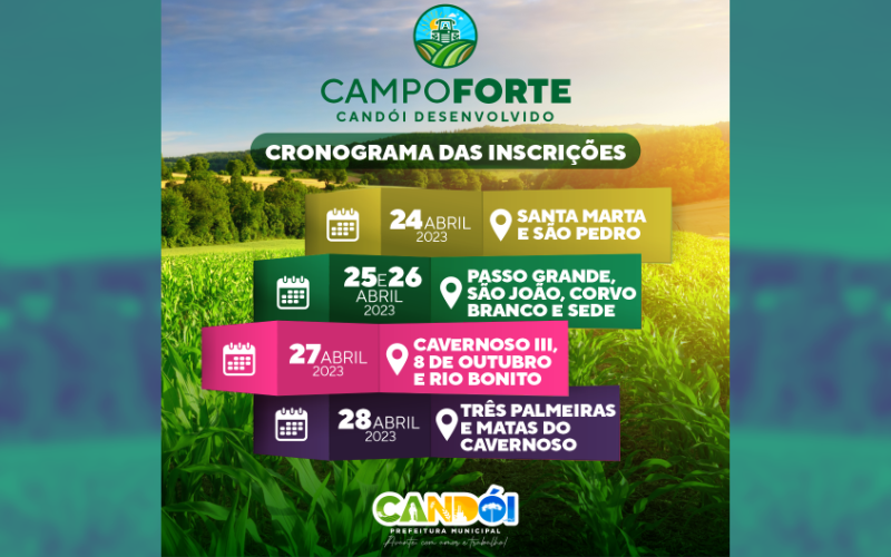 Candói anuncia cronograma do Campo Forte para semana que vem